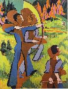 Ernst Ludwig Kirchner Archers - Oil on Carvan - 195 - 150 cm - Kirchner Museum Davos oil painting picture wholesale